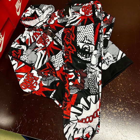 Reason Mens Multicolor Money Calls Comic Print Hoodie & Pant Track Set Size L - Picture 3 of 4